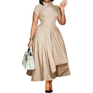 Women's Plus Size Midi Dress Elegant A-Line Short Sleeve Church Party